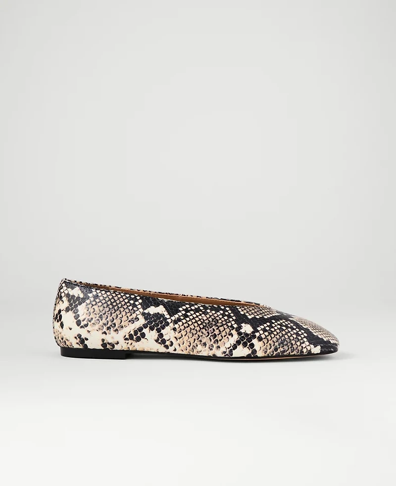 Ann Taylor Snake Ballet Flat Black Women's