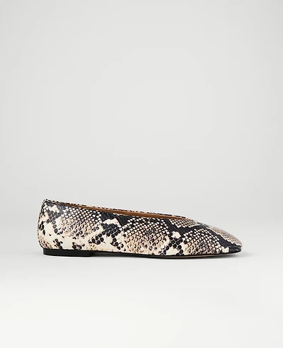 Ann Taylor Snake Ballet Flat Black Women's