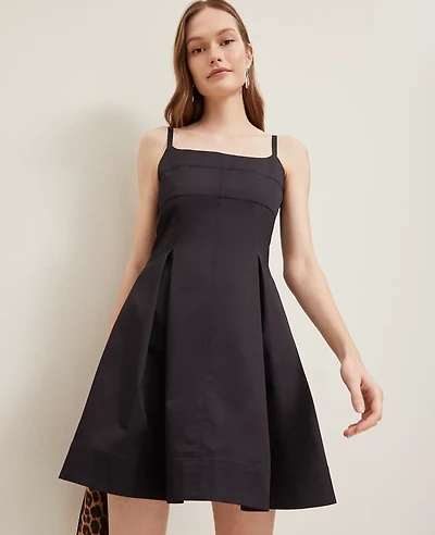 Ann Taylor Petite Strappy Flare Dress Black Women's