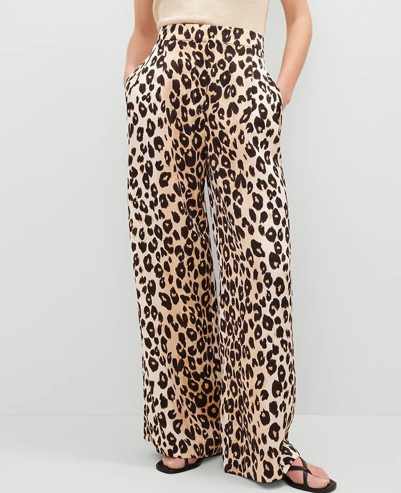 Ann Taylor The Pleated Wide-Leg Pant Animal Print _Black Women's