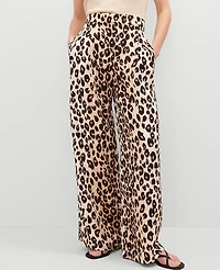 Ann Taylor The Pleated Wide-Leg Pant Animal Print _Black Women's