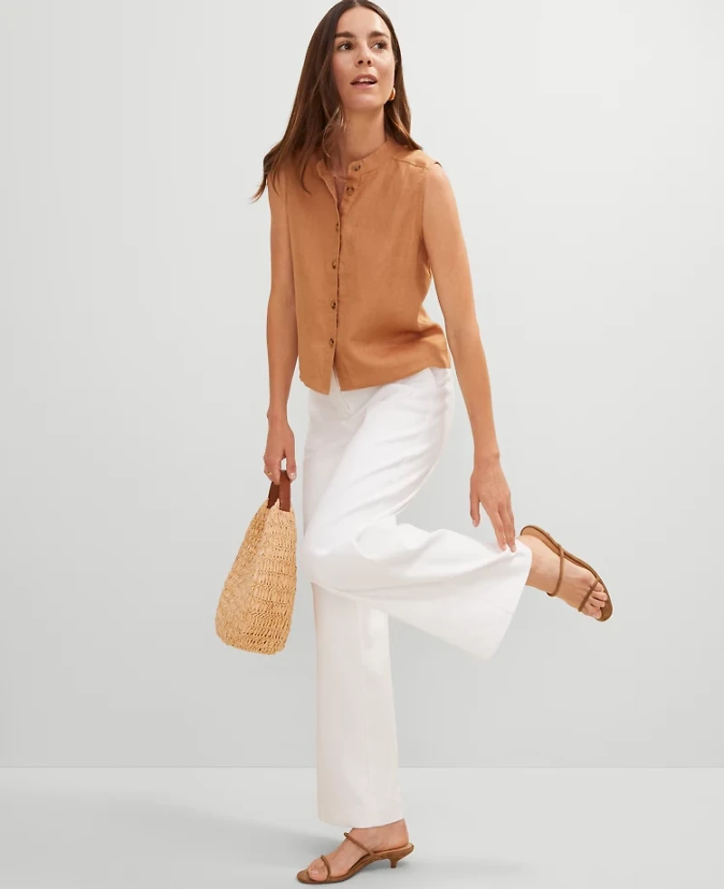 Ann Taylor Petite Linen Shirt Pecan Women's