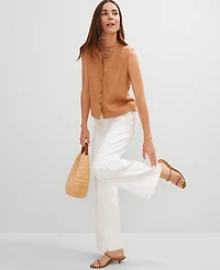 Ann Taylor Petite Linen Shirt Pecan Women's