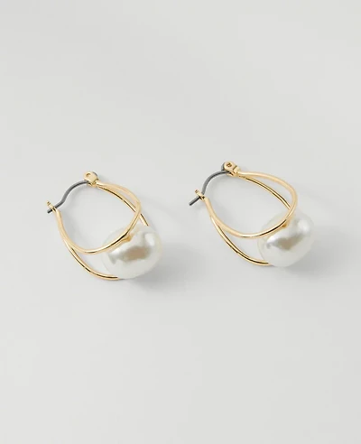 Ann Taylor Pearlized Metal Loop Stud Earrings Goldtone Women's