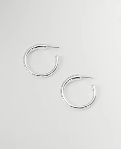Ann Taylor Thin Hoop Earrings Silvertone Women's
