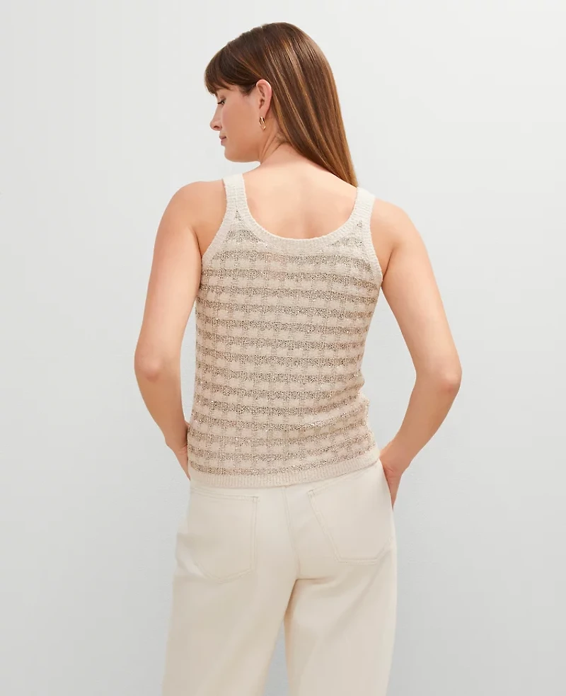 Ann Taylor Metallic Tweed Tank Top Neutral Women's