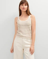 Ann Taylor Metallic Tweed Tank Top Neutral Women's