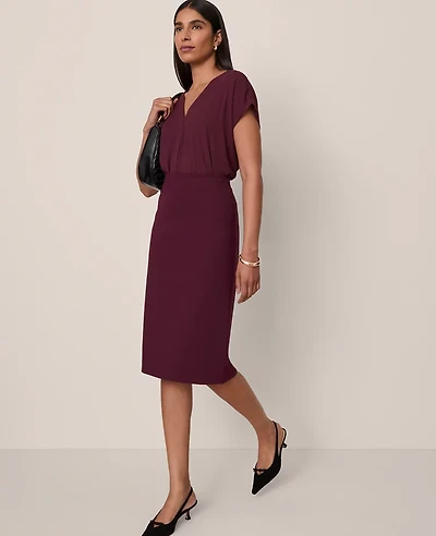 Ann Taylor Petite Ponte Pencil Skirt Poised Plum Women's