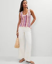 Ann Taylor Petite Fringe Striped Shell Top Red Pepper Women's