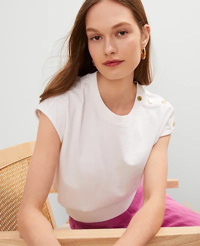 Ann Taylor Petite Shoulder Button Top Women's