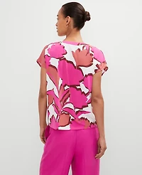 Ann Taylor Floral Mixed Media Top Rose Violet Women's