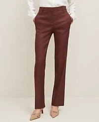 Ann Taylor The Petite Sophia Straight Pant in Linen Twill Size 4 Rich Walnut Women's
