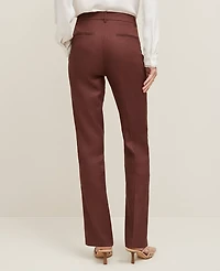 Ann Taylor The Petite Sophia Straight Pant in Linen Twill Size 4 Rich Walnut Women's