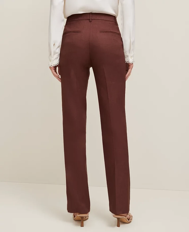 Ann Taylor The Petite Sophia Straight Pant in Linen Twill — Curvy Fit Size 6 Rich Walnut Women's