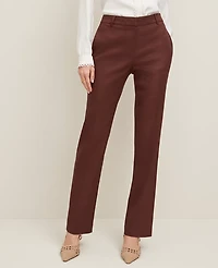 Ann Taylor The Petite Sophia Straight Pant in Linen Twill — Curvy Fit Size 6 Rich Walnut Women's