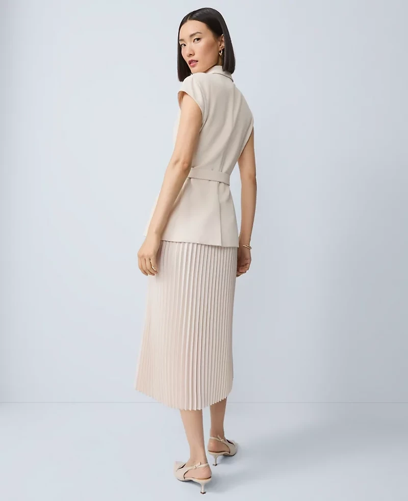 Ann Taylor Crepe Blazer Wrap Midi Dress Ivory Whisper Women's