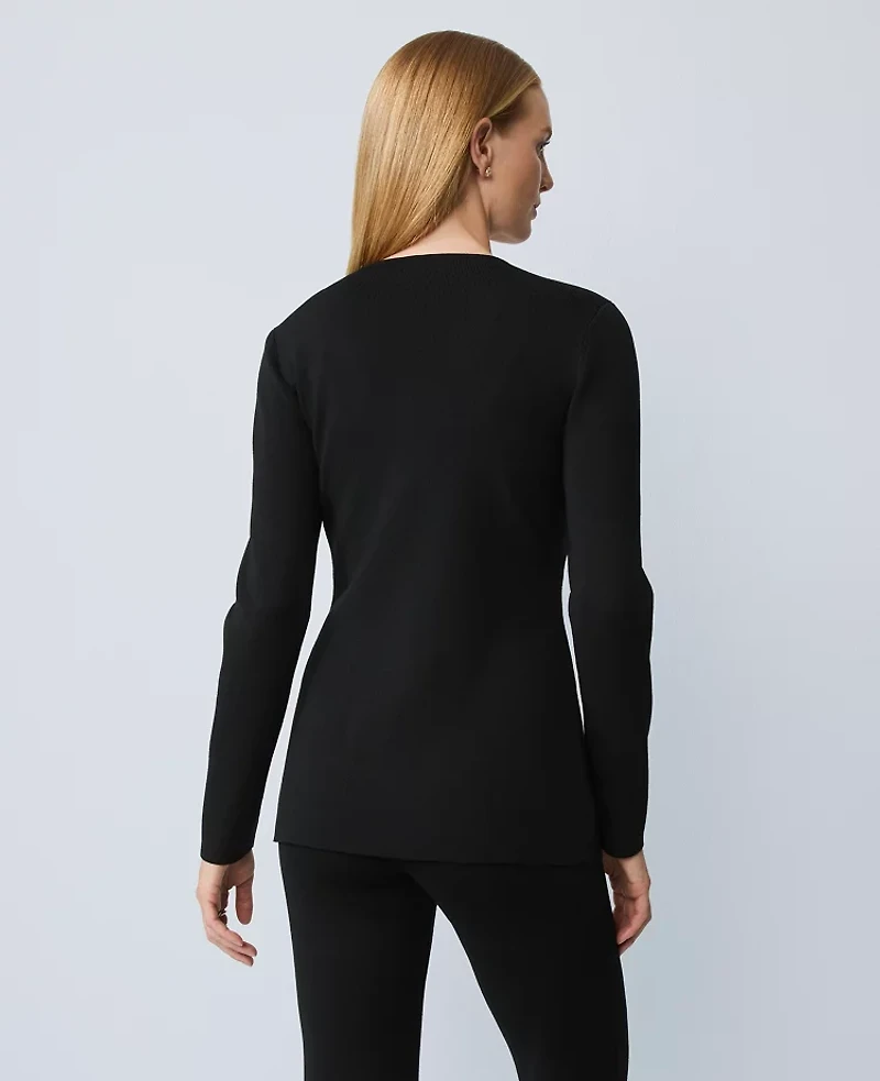 Ann Taylor Crew Neck Cardigan Size Large Black Women's