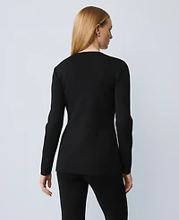 Ann Taylor Crew Neck Cardigan Size Large Black Women's