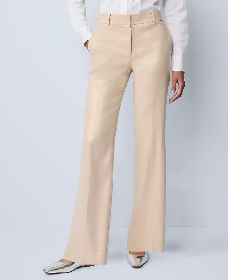 Ann Taylor The Jayne Trouser in Metallic Jacquard Size 00 Gold/White Women's