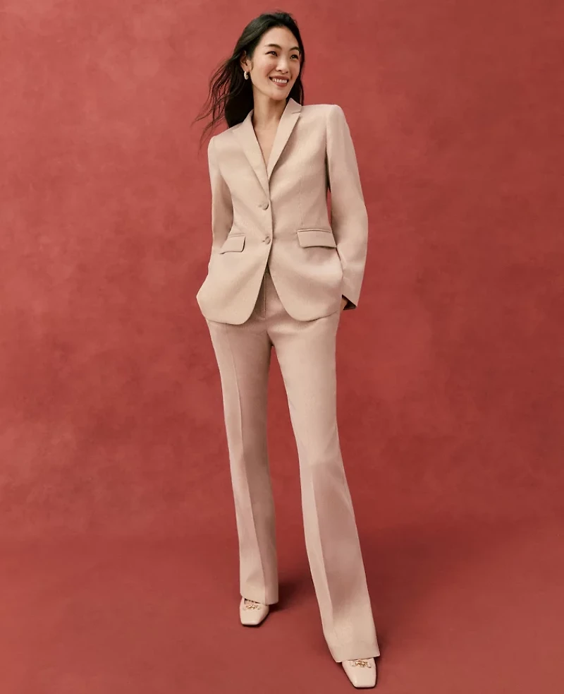 Ann Taylor The Jayne Trouser Metallic Jacquard Gold/White Women's