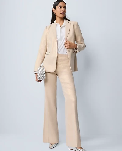 Ann Taylor The Jayne Trouser in Metallic Jacquard Size 00 Gold/White Women's