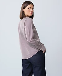 Ann Taylor Striped Satin Essential Shirt Winter Bloom Women's