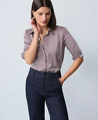Ann Taylor Striped Satin Essential Shirt Winter Bloom Women's