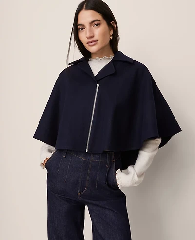 Ann Taylor Cropped Zip Poncho Night Sky Women's
