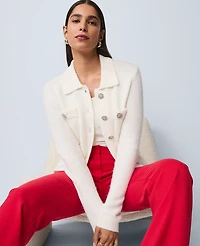Ann Taylor Embellished Collared Cardigan Women's