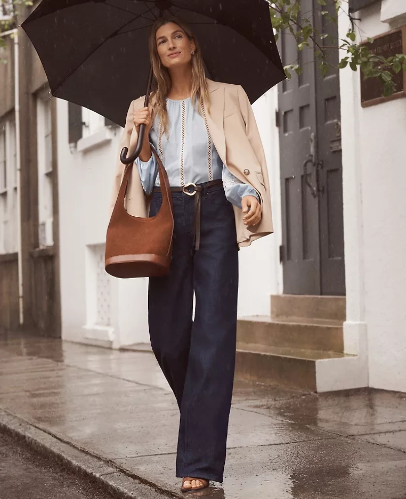 Ann Taylor The Wide-Leg Jean Classic Rinse Wash Women's