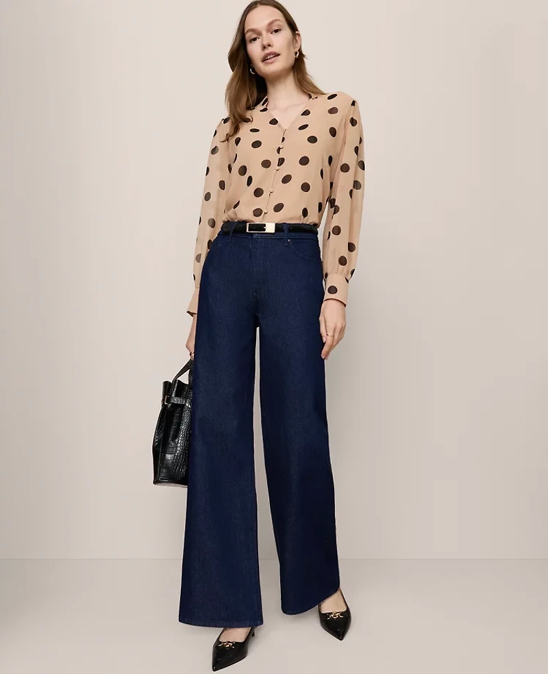 Ann Taylor The Wide-Leg Jean Classic Rinse Wash Women's