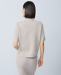 Ann Taylor Embellished Mock Neck Sweater T-Shirt Medium Light Heather Grey Women's