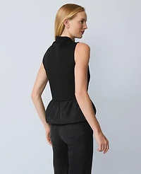 Ann Taylor Mixed Media Peplum Top Black Women's