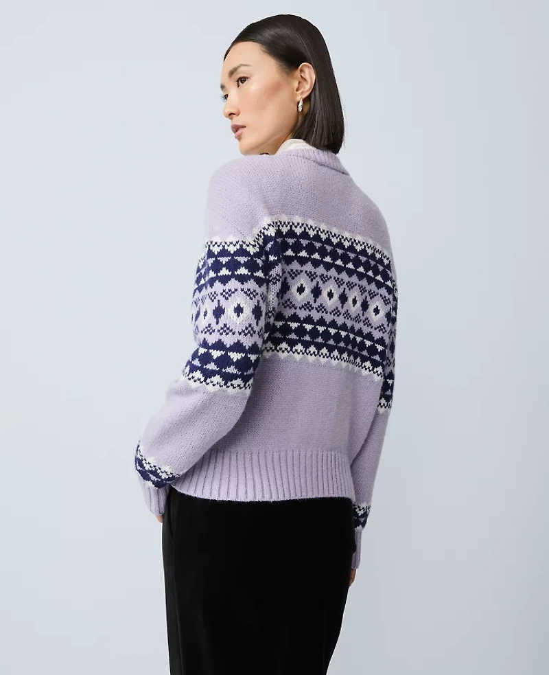 Ann Taylor Fair Isle Cardigan Lavender Bouquet Women's