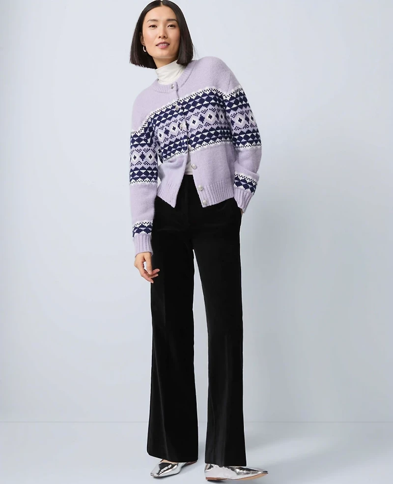 Ann Taylor Fair Isle Cardigan Lavender Bouquet Women's
