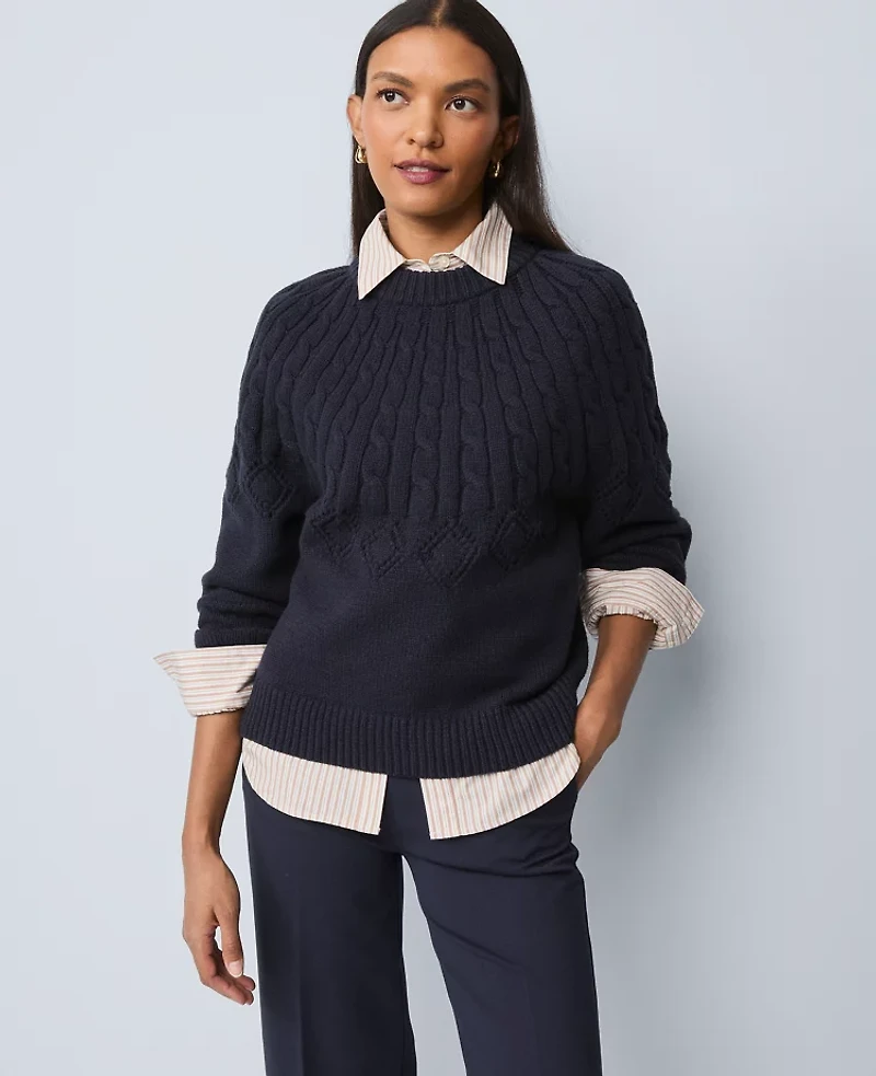 Ann Taylor Weekend Collection Mixed Stitch Sweater Women's