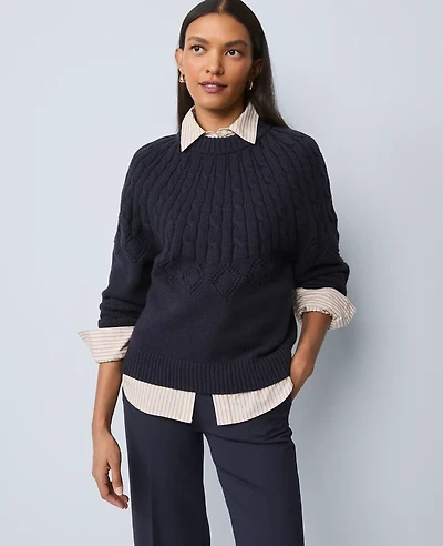 Ann Taylor Weekend Collection Mixed Stitch Sweater Women's