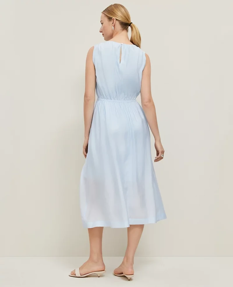 Ann Taylor Petite Crew Neck Pocket Dress Zephyr Blue Women's