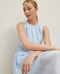 Ann Taylor Petite Crew Neck Pocket Dress Zephyr Blue Women's