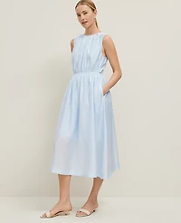 Ann Taylor Petite Crew Neck Pocket Dress Zephyr Blue Women's