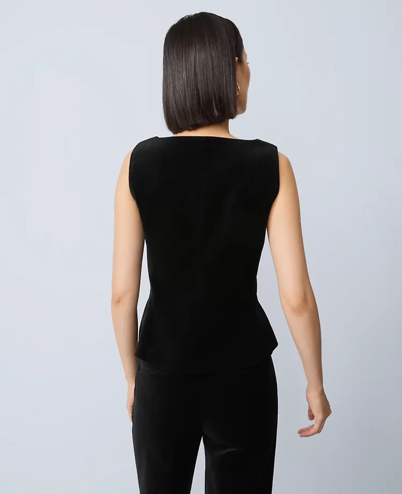 Ann Taylor Velvet Square Neck Vest Black Women's