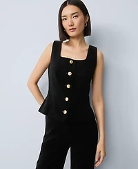 Ann Taylor Velvet Square Neck Vest Black Women's