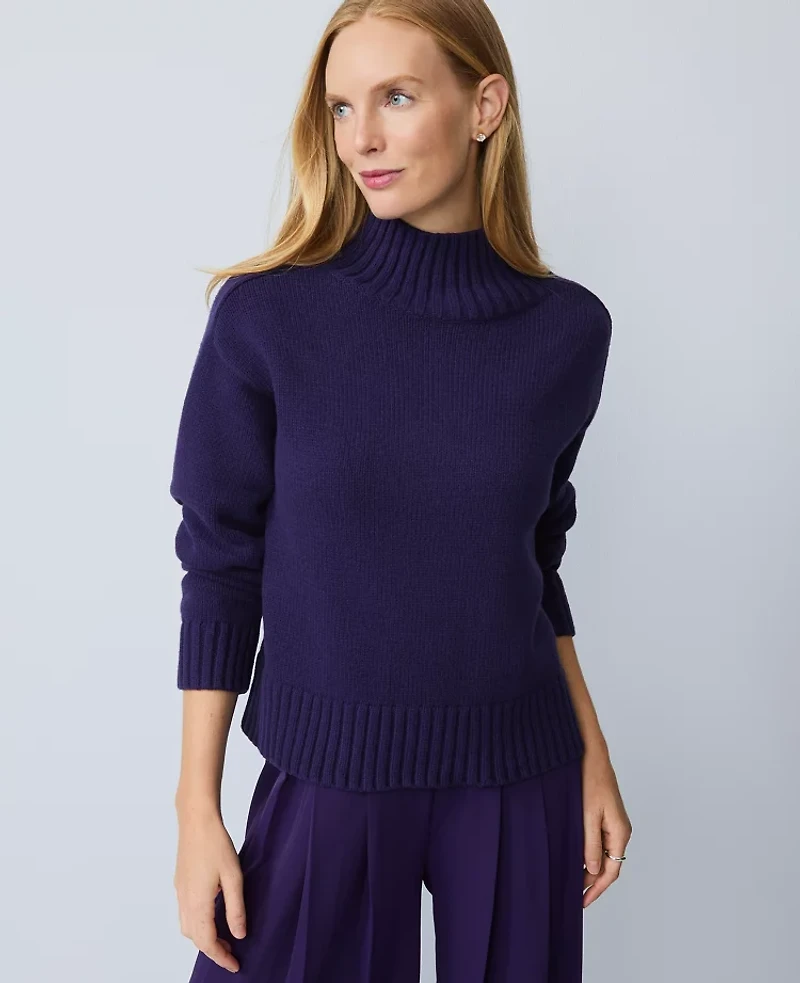Ann Taylor Ribbed Mock Neck Sweater Women's
