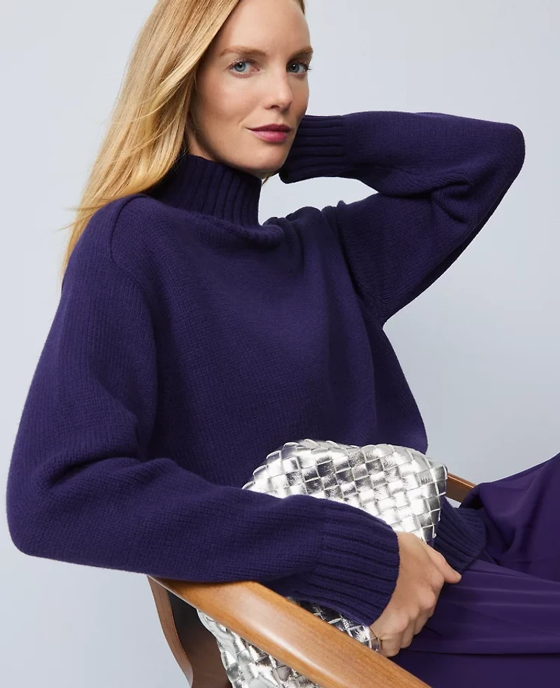 Ann Taylor Ribbed Mock Neck Sweater Women's