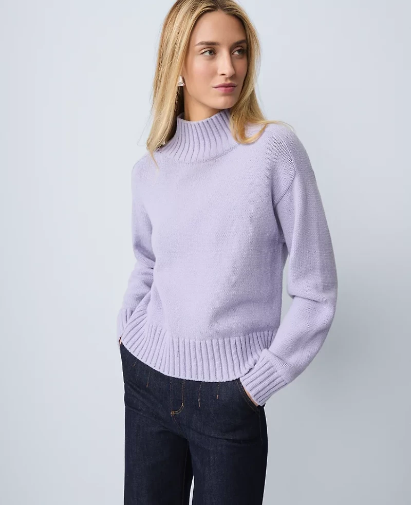 Ann Taylor Ribbed Mock Neck Sweater Women's