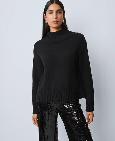 Ann Taylor Ribbed Mock Neck Sweater Women's