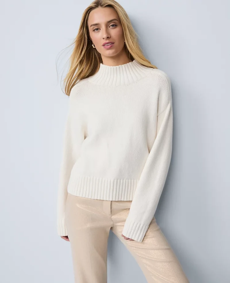 Ann Taylor Ribbed Mock Neck Sweater Women's