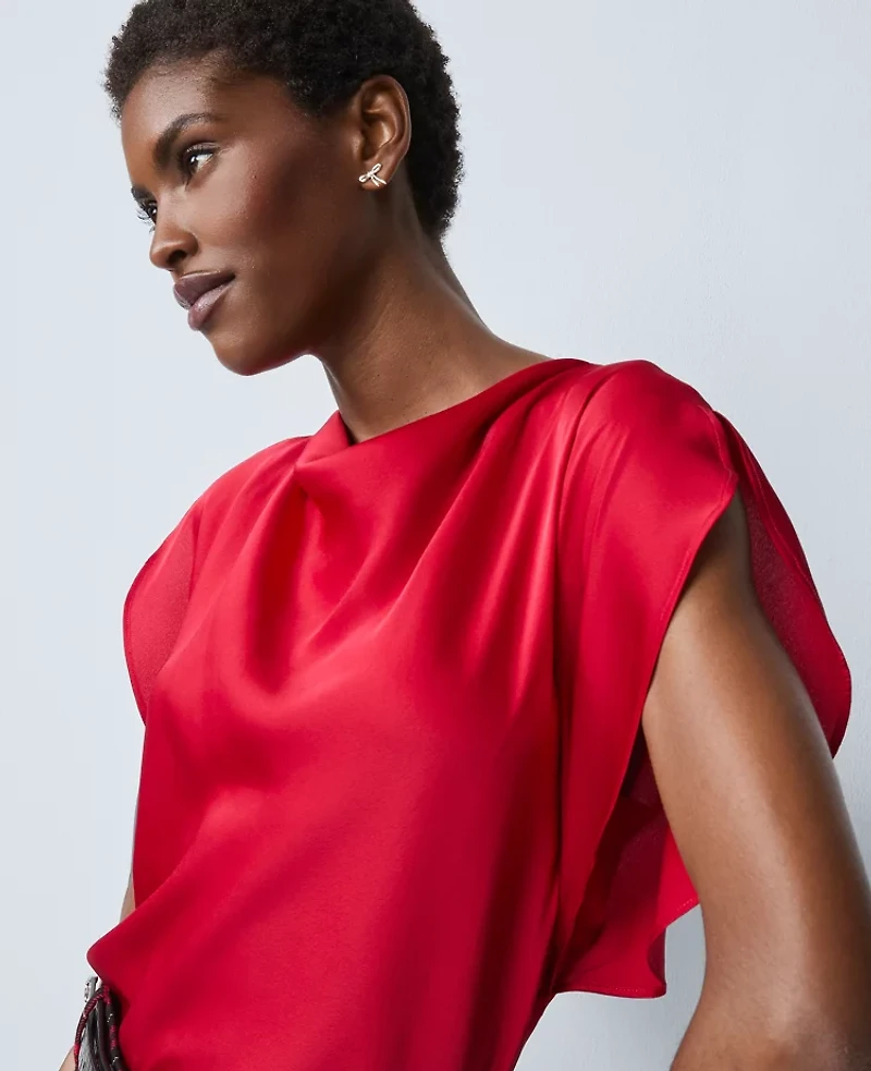 Ann Taylor Satin Cowl Neck Top Women's