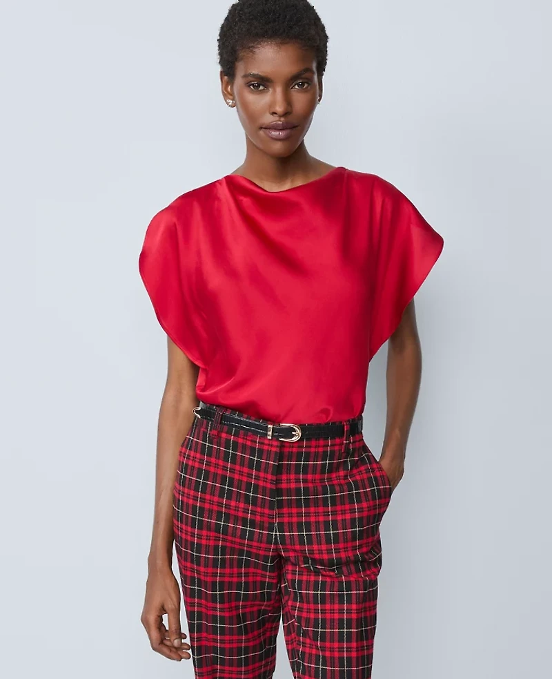 Ann Taylor Satin Cowl Neck Top Women's