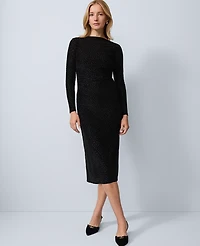 Ann Taylor Velvet Dot Midi Dress Black Women's